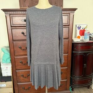 Loft Gray Long Sleeve Drop Waist Dress